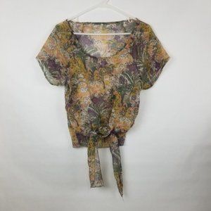 Bjewel Short Sleeve Blouse Size S Floral Print
